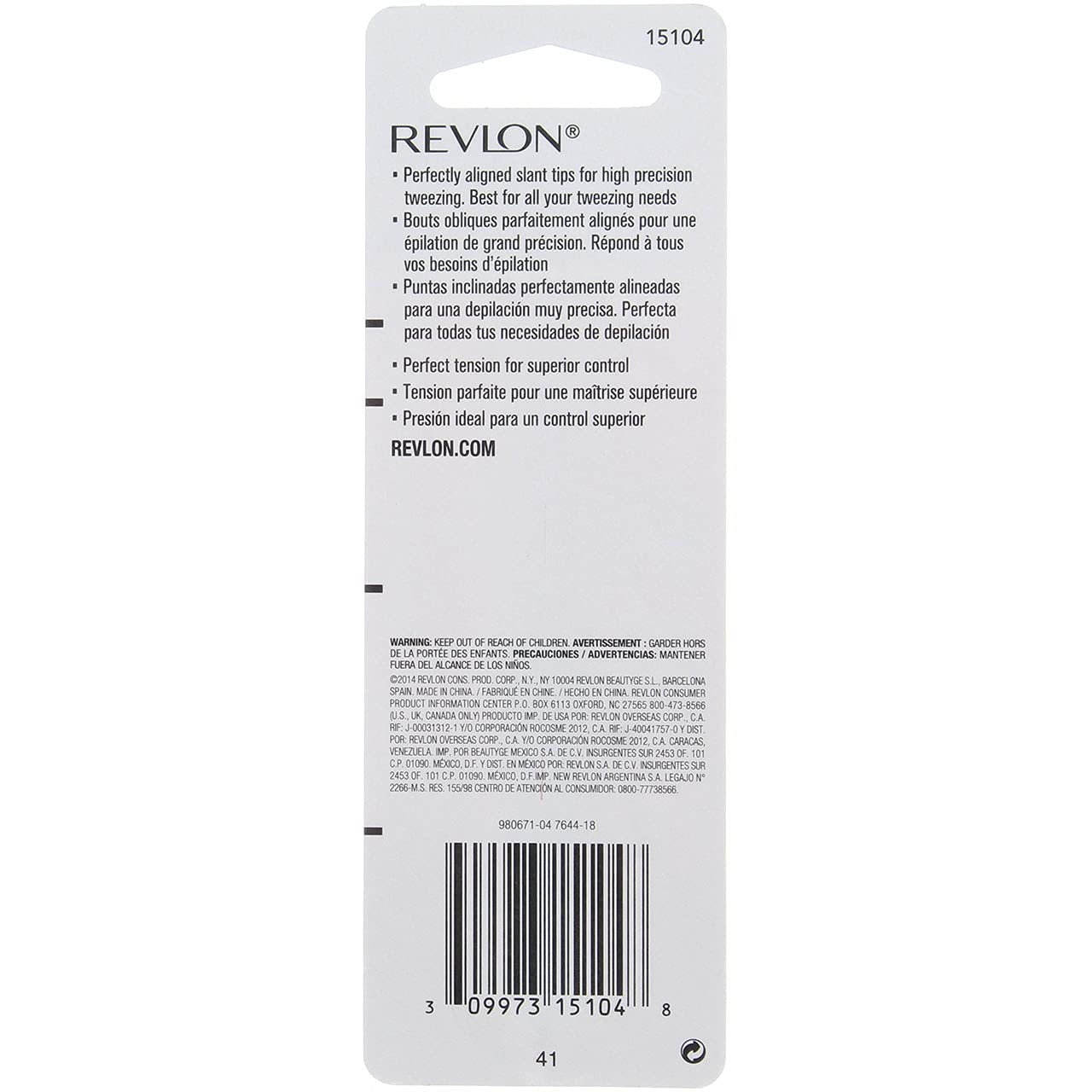 Revlon Eyebrow Hair Removal Tweezer, Designer Collection, High Precision Tweezers for Men, Women & Kids, Stainless Steel (Style/Color May Vary) (Pack of 1)