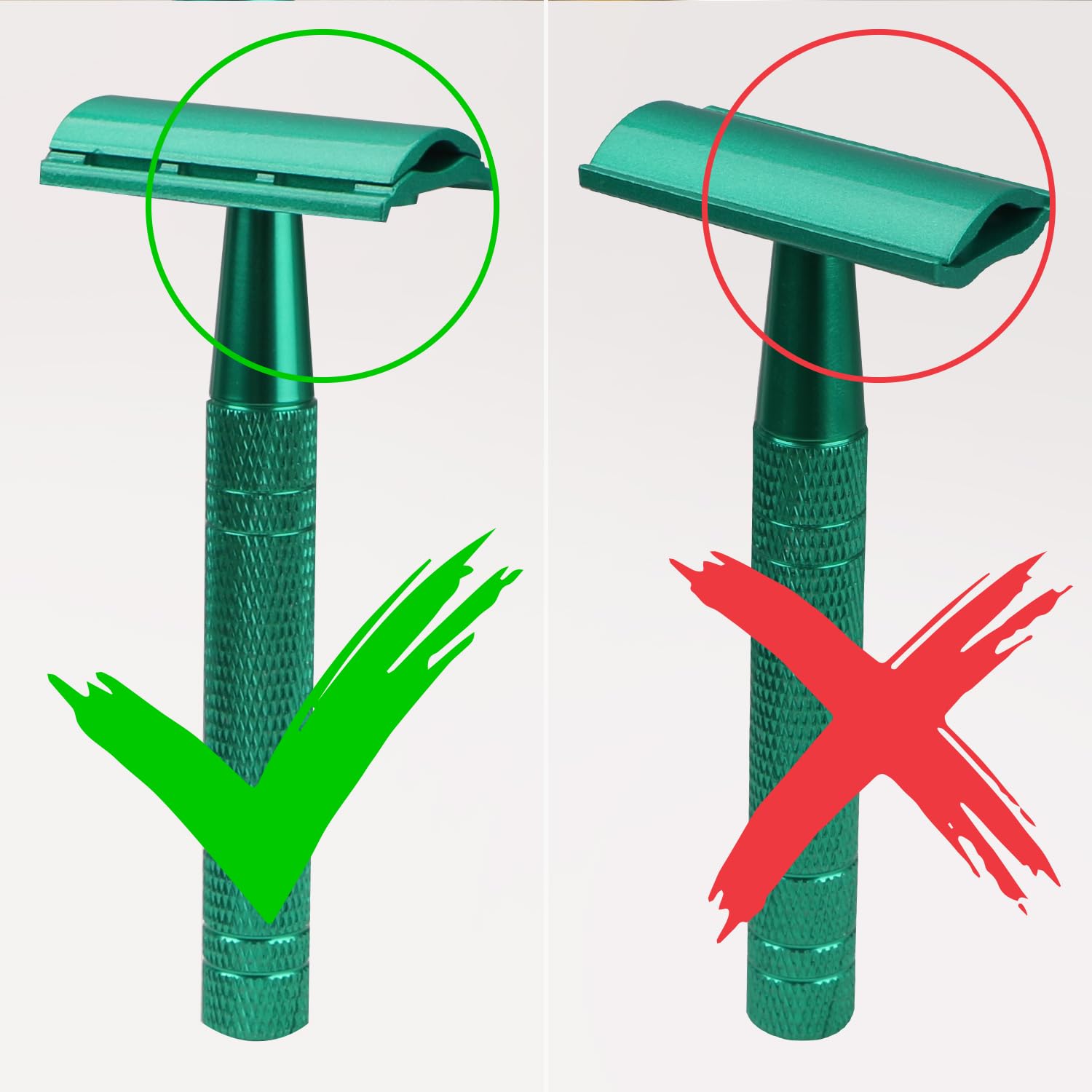 Green Safety Razors for Men and Women, Reusable Metal Single Blade Razor