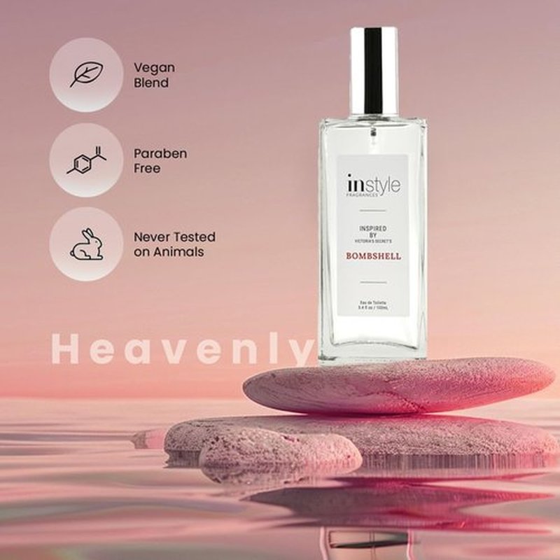 Instyle Fragrances | Women's Eau de Toilette Inspired by Victoria's Secret Bombshell - Clean, Vegan, 3.4 Fl Oz