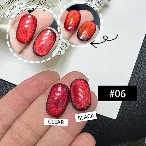 CHARMFORYOU Magnetic Gel Nail Polish Set, 6 Colors Wide Amber Cat Eye Gel Polish Crystal Jelly Transparent 9D Cateye UV Gel Soak Off Nail Polish Art Manicure kit with Magnetic Stick