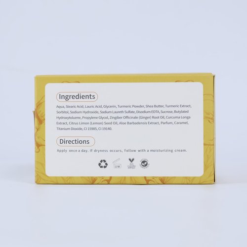 LIYALAN Turmeric Soap Bar 3.88 oz each Bar for Face and Body evens out skin tone,Smooth Skin,Cleansing Handmade Soap contains 3 bars with a fresh ginger and lemongrass scent
