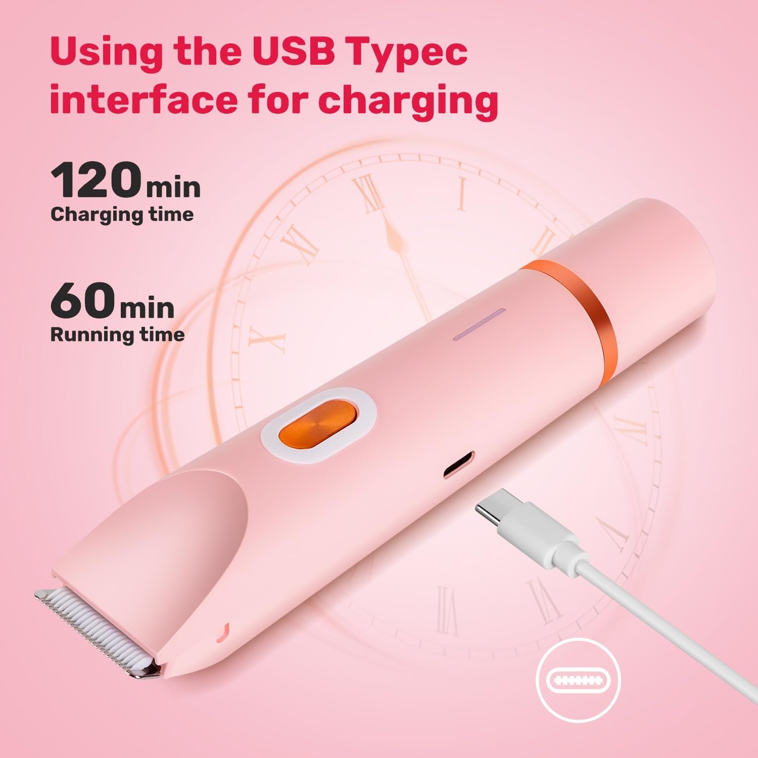 Smopgn Dermave Bikini Shaver, Bikini Trimmer for Women, 2 in 1 Dual Head Painless Electric Razors for Silk Skin, Cordless & Waterproof Electric Trimmer for Women, Pink
