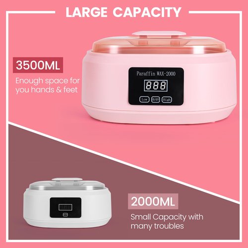 Ananelleo Paraffin Wax Machine for Hand and Feet - 3500ml Hot Wax Hand Wax Machine with 6 Pcs Paraffin Bath Wax, Auto-time and Keep Warm Paraffin Hand Wax Machine(Pink)