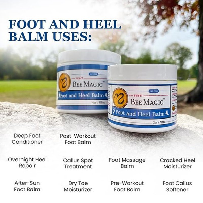 Sweet Bee Naturals Organic Foot Balm - Intensive Heel Cream for Dry, Cracked Feet - Natural Moisturizer - 4 OZ Jar