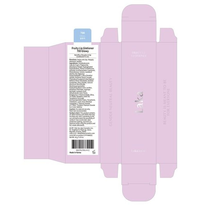Laka Fruity Lip Glotioner, 10ml/0.33 fl.oz, Lip Gloss with High Shine Vivid Colors, Jelly tip for Hygienic & Easy Application, K-Beauty (#700 Glowy)