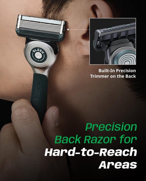 DORCO Sleek 6 Blade Razor for Men - Smooth Shaving with Multi-Flex Technology | Includes 2 Cartridges
