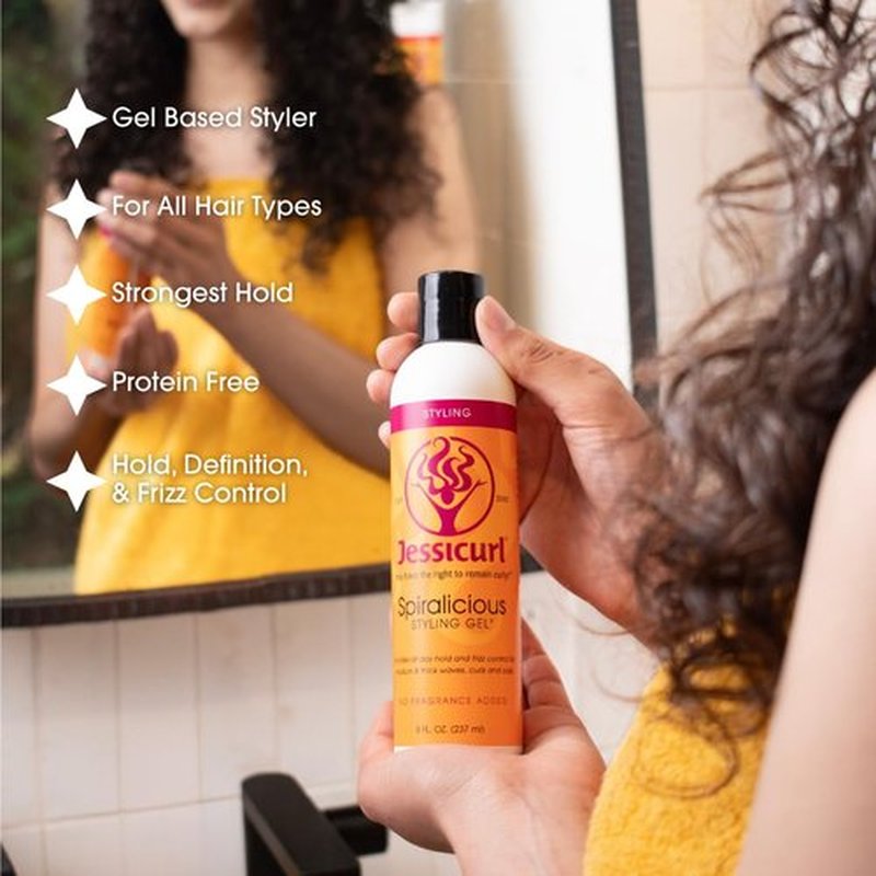 Jessicurl Spiralicious Gel - Citrus Lavender Curl Defining Hair Gel | 8 Fl Oz for Frizz Control