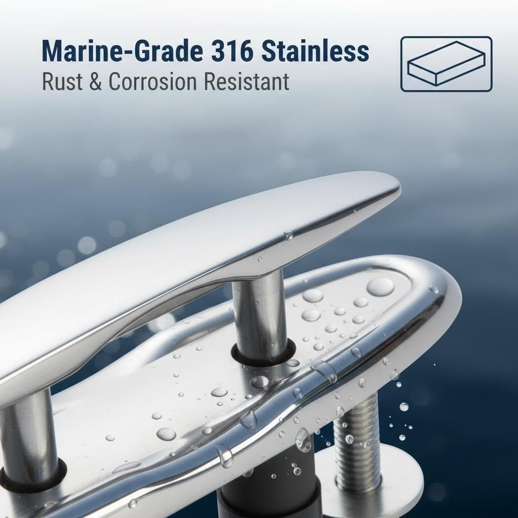 Boat Cleats 316 Stainless Steel 6 Inch Flush Mount Retractable Dock Cleats Smooth Silent Damped Design Heavy Duty Marine Cleat Corrosion Resistant for Boats and Docks