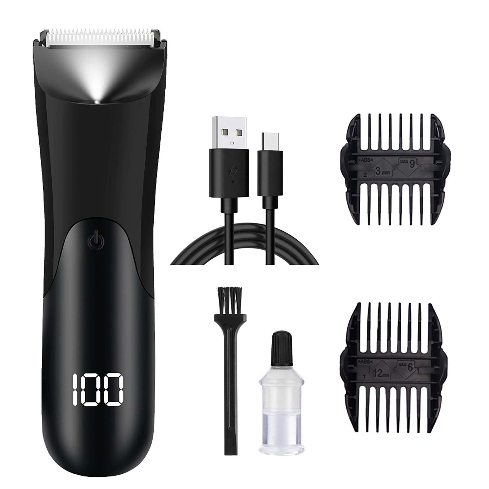 WAIKIL Trimmer, Trimmer for Men, Professional Body Hair Trimmer for Men, Groin & Body Hair Trimmer for Men, Electric Trimmer Pubic Trimmer Body Shaver (Black)