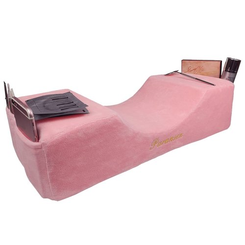 Puransen Lash Pillow for Lash Extensions - Comfortable Velvet Memory Foam Eyelash Pillow, Protect The Neck When Used for Lash Extension Grafting Make Up (Pink)