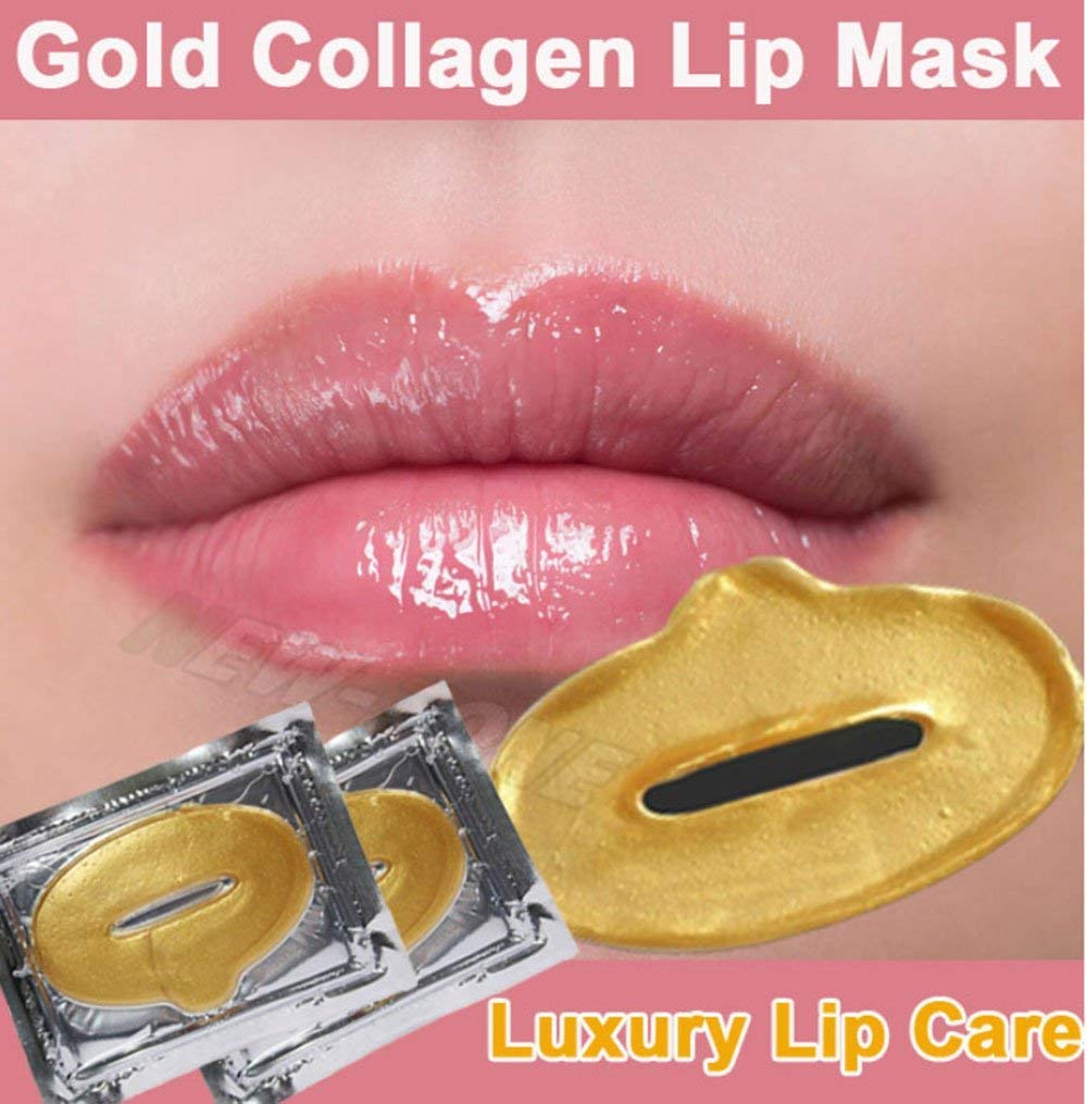 Jakuva 30PCS Moisturizing Collagen Lip Masks, Sleeping Mask Lip Balm Bulk for Dry Mouth, Remove Chapped Skin & Anti-Aging, Hydrating Plumping Face Care for Mother's Day, Golden