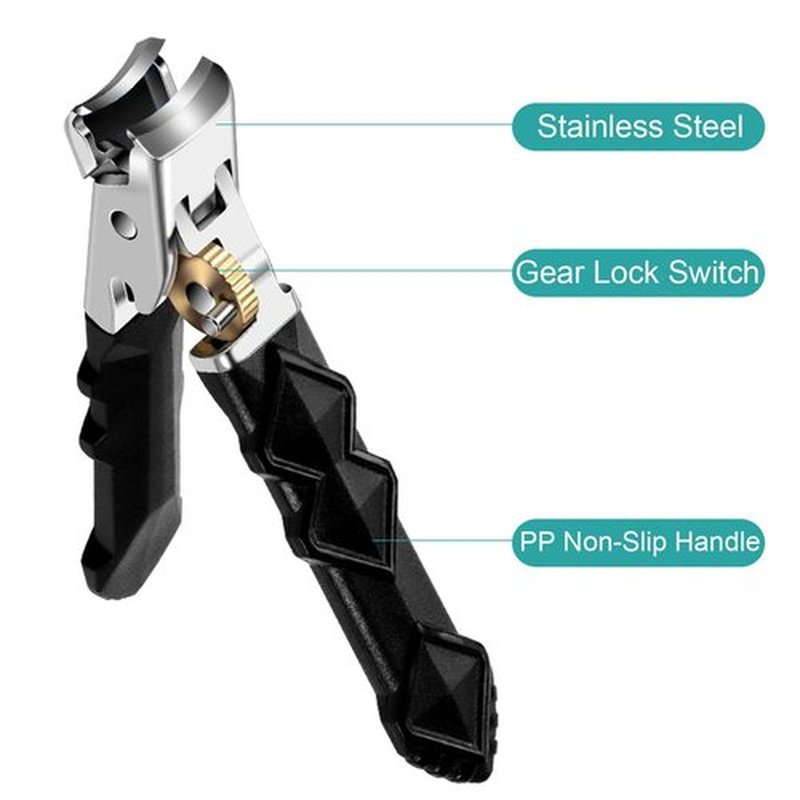 Toenail Clippers for Thick Toenails, 2 PCS Stainless Steel Nail Clippers, Upgraded 180° Wide-Mouth Bite, Splash-Proof Design, Oblique and Flat Mouth Nail Clippers Set (1 Set)