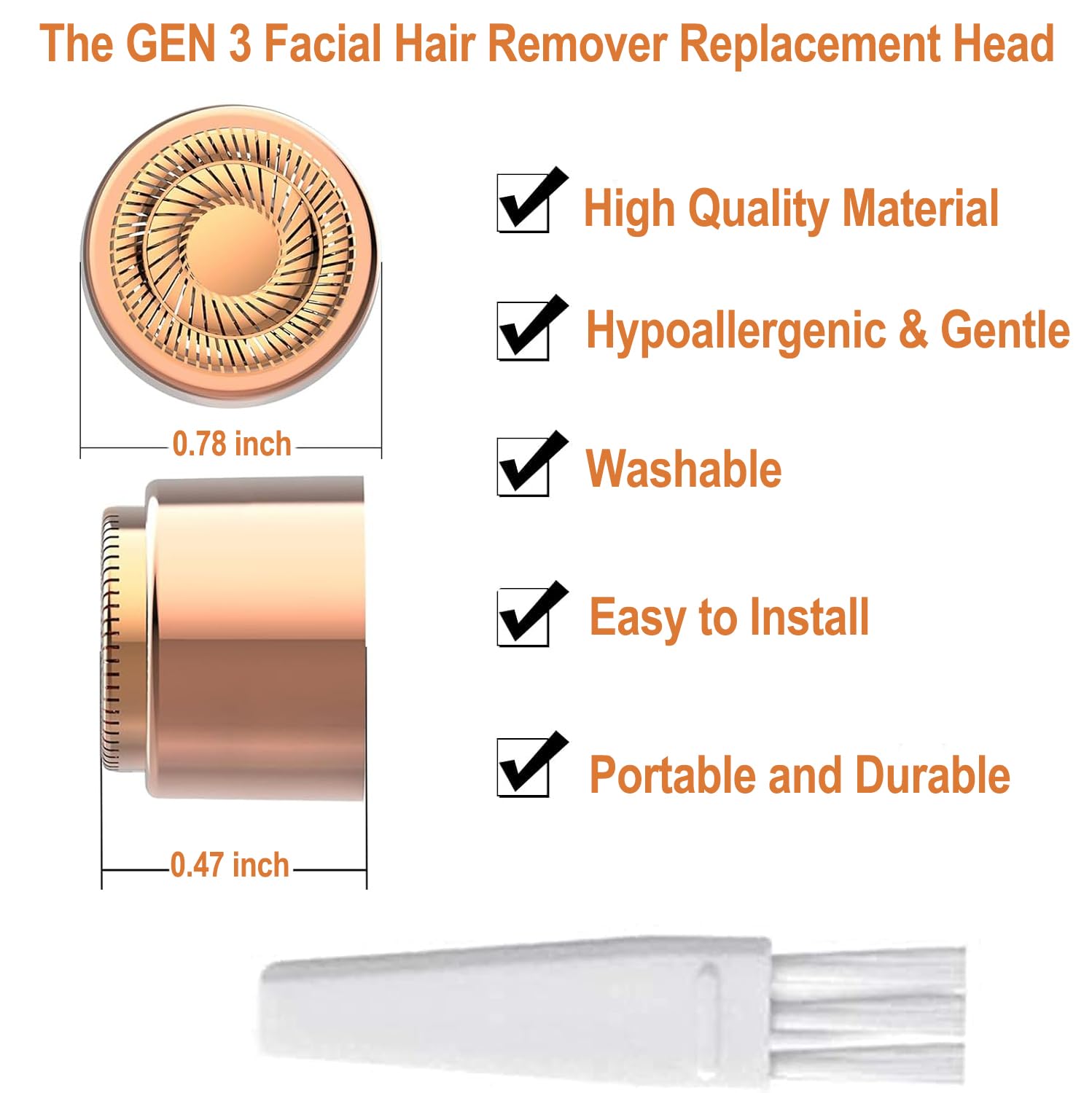 Generation 3 Replacement Heads for Finishing Touch Flawless Facial Hair Remover Gen 3 - Double Precision Enhanced Floating Blades Heads for NEW Flawless Gen 3, PACK of 6, w/Storage Case & Clean Brush