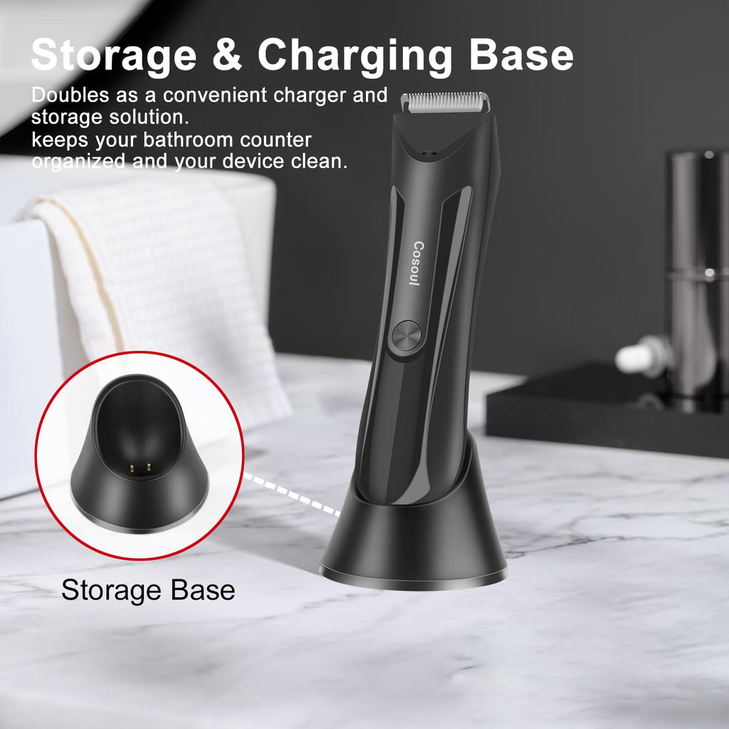 COSOUL Body Hair Trimmer for Men Professional, Electric Shaver for Pubic Hair, Chest, Legs, Compact Ball Trimmer Waterproof, Rechargeable USB C