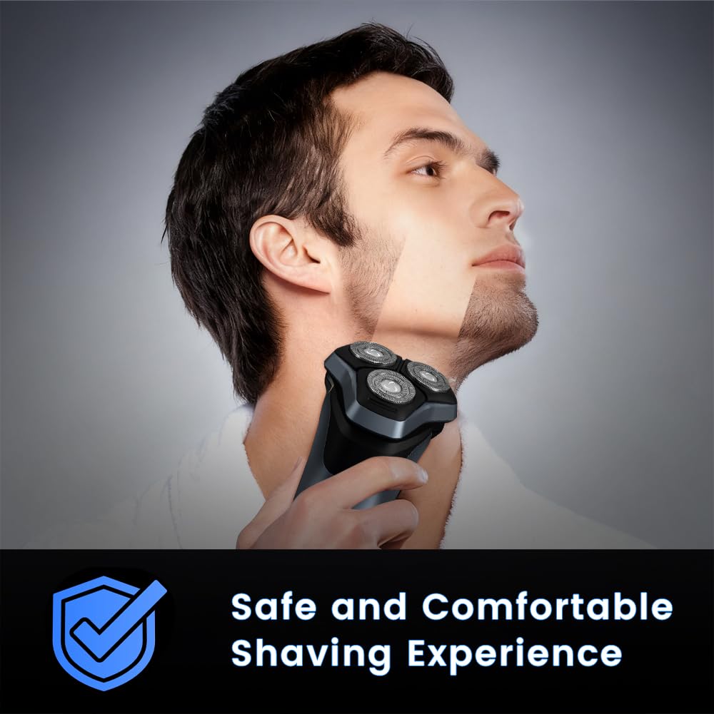 Electric Razor for Men, Electric Shaver for Men Face, 4D Blades with Pop Up Trimmer Waterproof Wet Dry Rechargeable Travel Shaver