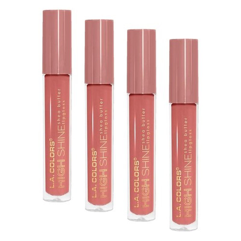 L.A. COLORS High Shine Shea Butter Lip Gloss, Sensual, 0.14 Oz (CLG948) (Pack of 4)