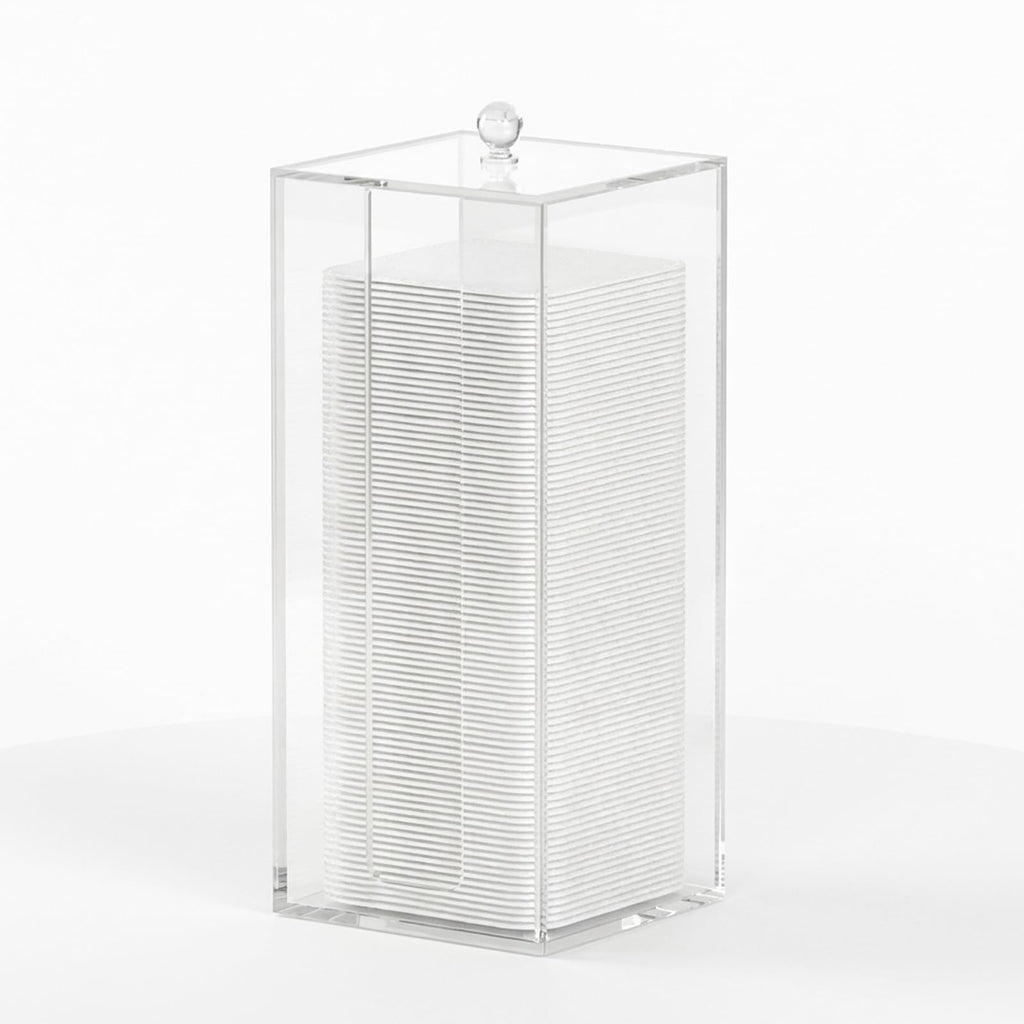 JHJFRAWY Acrylic Clean Pad Storage Box for Clean Skin Club, Cotton Pad Dispenser, Square Rounds Cotton Pad Holder (Pad Not Included) - Vertical with Lid