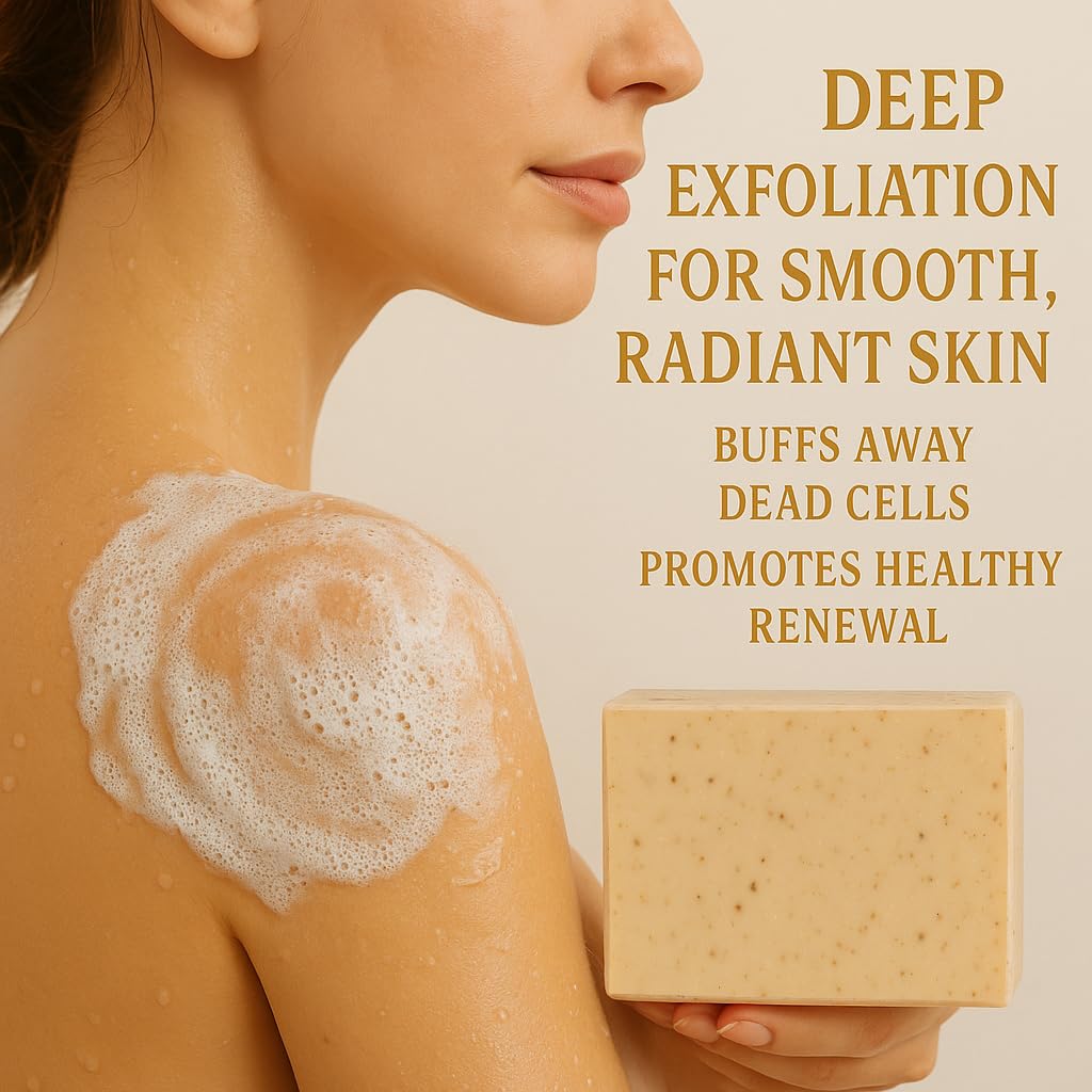 Dar Marwa Organic Vegan Argan Oil Exfoliating Soap - Handmade Face & Body Bar with Antioxidant Botanicals, Rhassoul Clay & Argan Scrub, 3.5oz