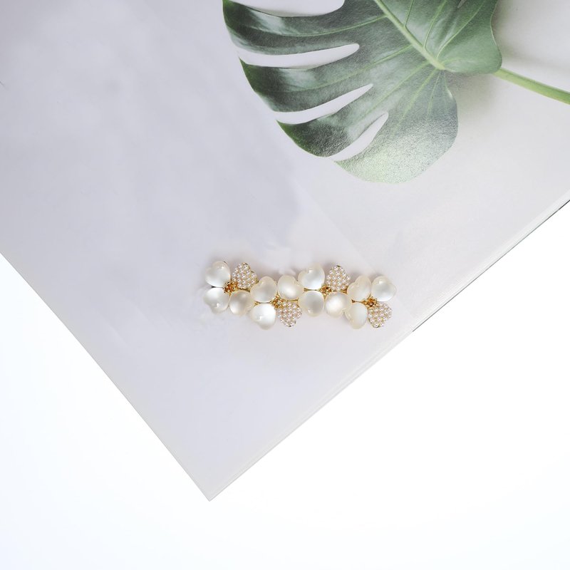 VOCOSTE Vintage Rhinestone Hair Barrettes, Flower Hair Clips for Women, Small Hairpin, French Faux Crystal Hairpin, Hair Accessories, Champagne