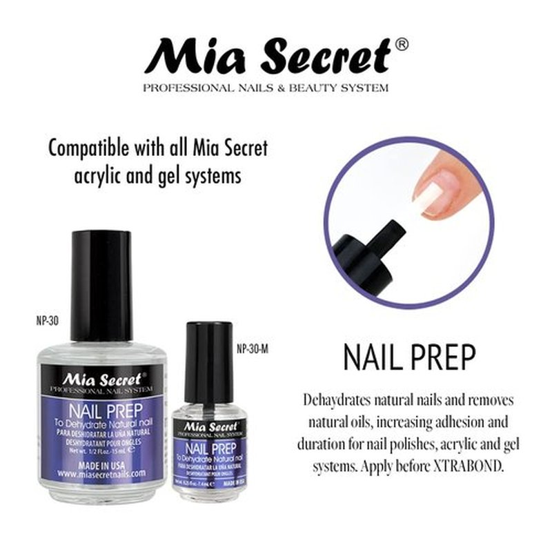 Mia Secret Nail Prep Dehydrator & XtraBond Acid-Free Primer - pH Balance Formula, 0.5 oz