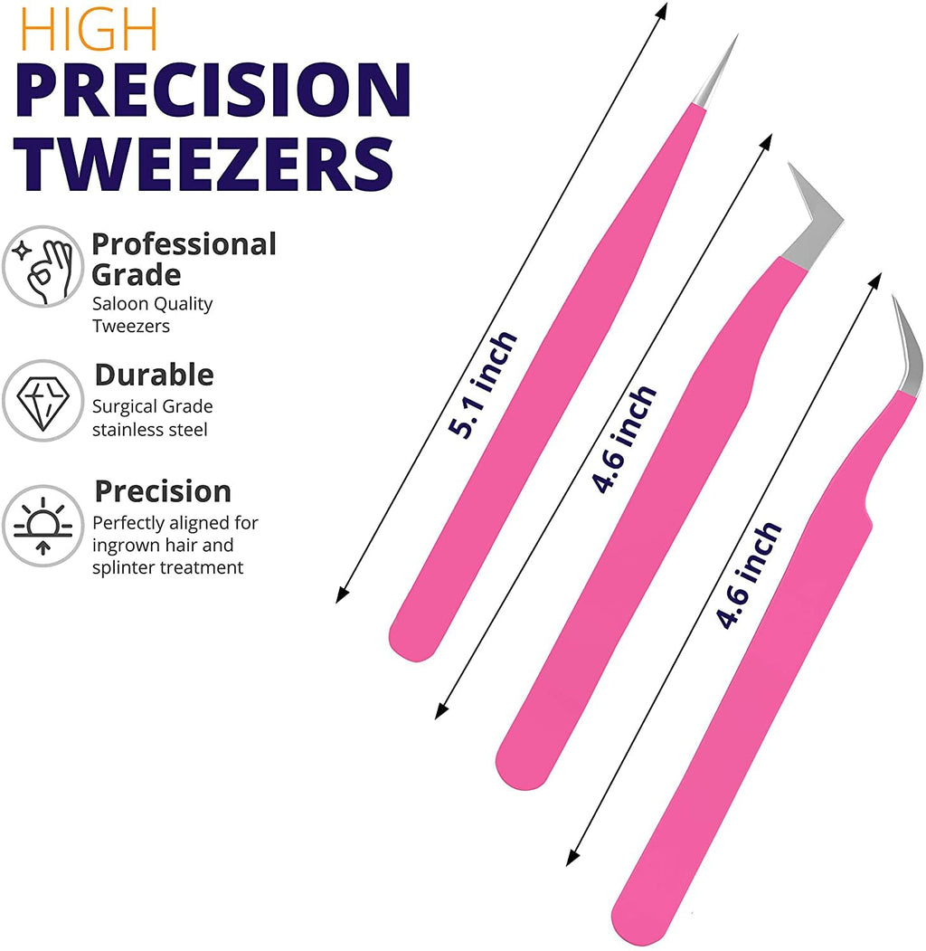SIVOTE Lash Tweezers for Eyelash Extensions for Volume, Isolation & Classic Lashes, 6 Pack, Black & Pink