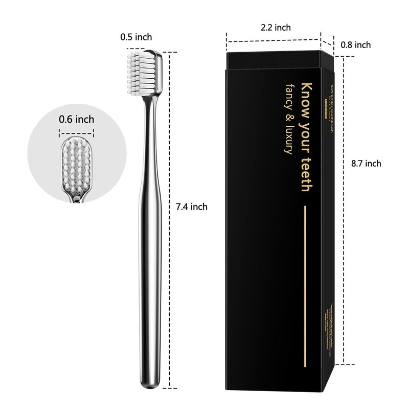 Z-VAPRESS Luxury Silver Manual Toothbrush - Soft Bristles for Sensitive Teeth | Elegant Electroplated Design