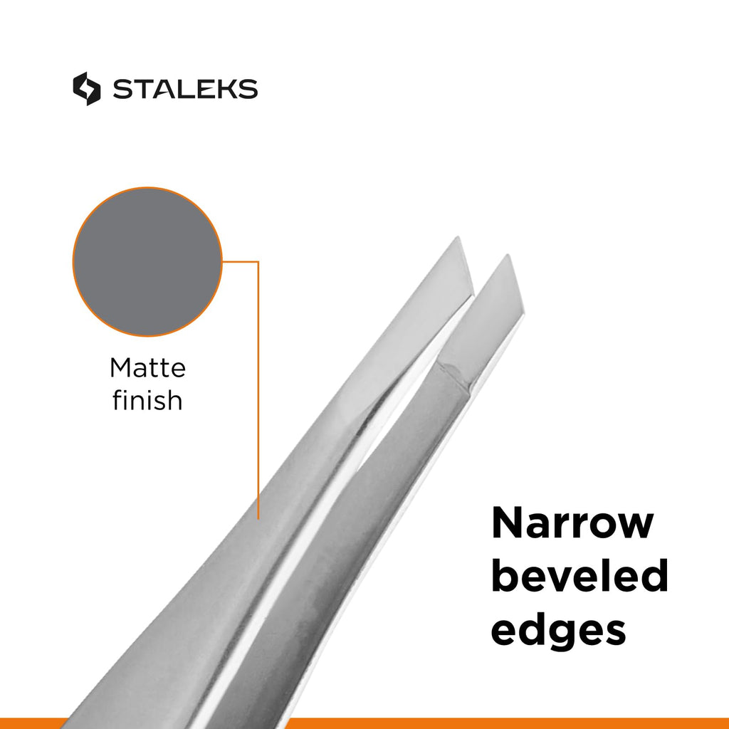 STALEKS PRO Expert 20 Type 4 Professional Eyebrow Tweezers – Narrow Beveled Stainless Steel for Fine Brows & Soft Stroke Hair Removal