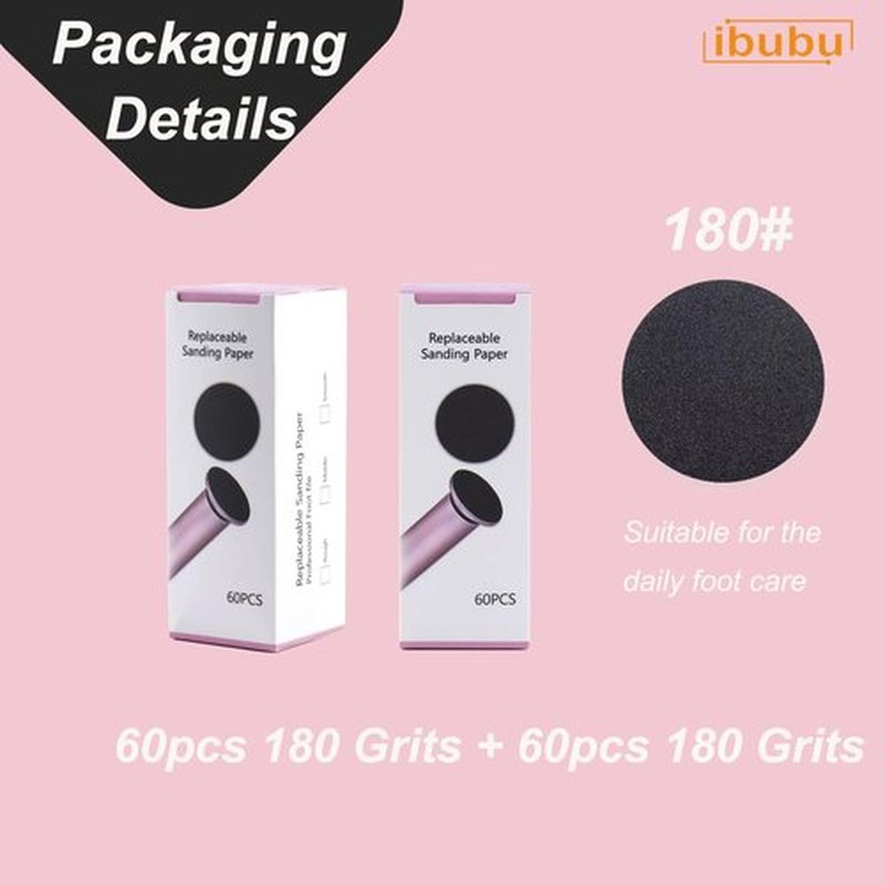 ibubu 120 Pieces Replacement Sandpaper Pad Disks Discs for Professional Electric Foot File Callus Remover Machine Foot Hard Dead Skin Removal (Super Smooth 180 Grit)