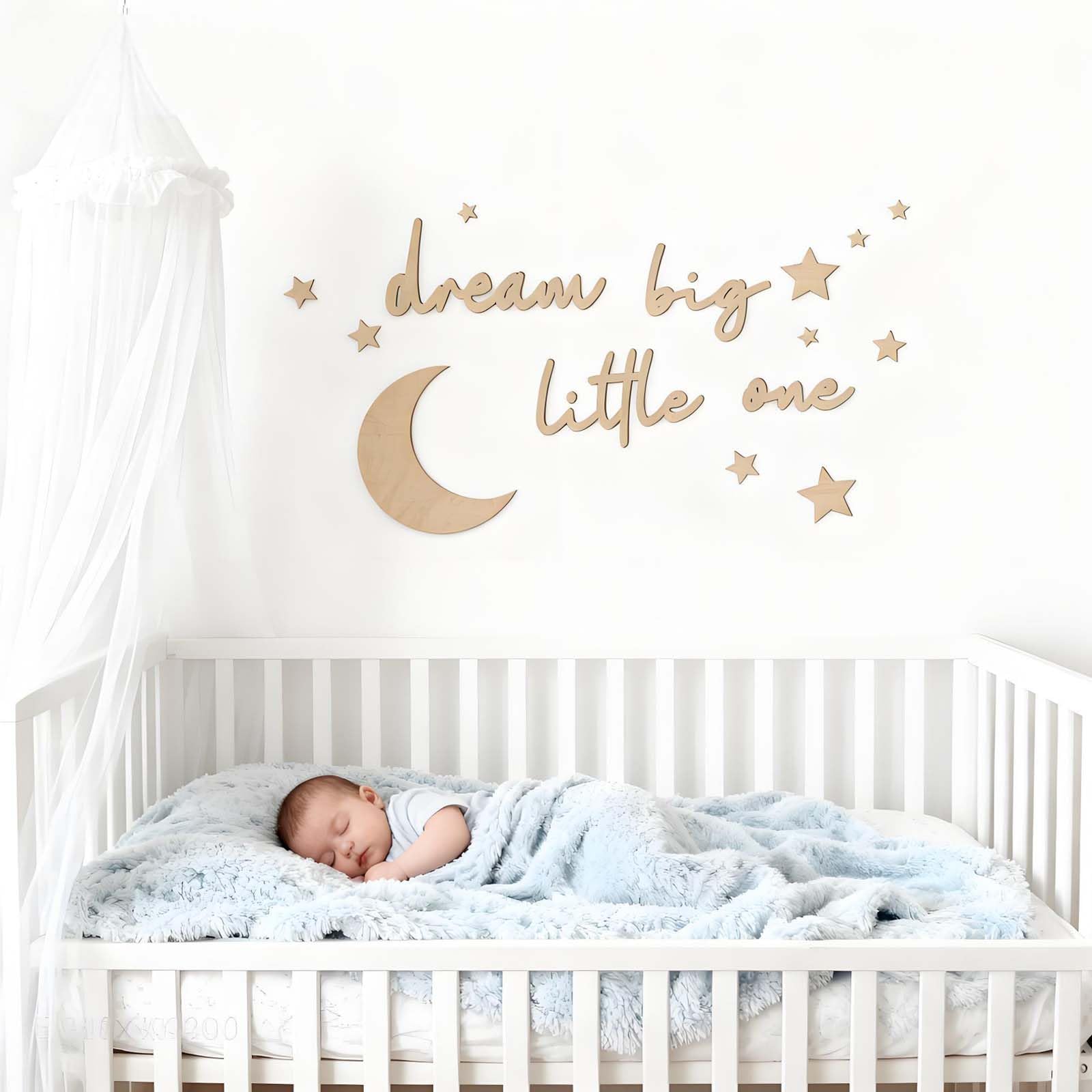 15Pcs Wooden Moon and Stars Nursery Wall Decor