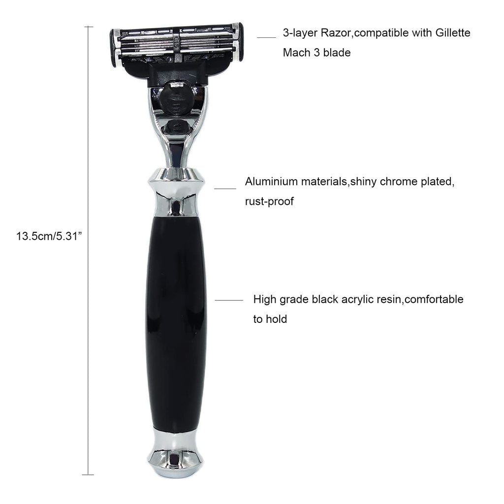 Magyfosia Shaving Kit for Men,Grooming Set with Wet Manual 3-Layer Triple Blade Cartridge Safety Razor,Badger Hair Brush,Heart Shape Stand Holder and Shaving Soap Bowl,Birthday Christmas Gift Set