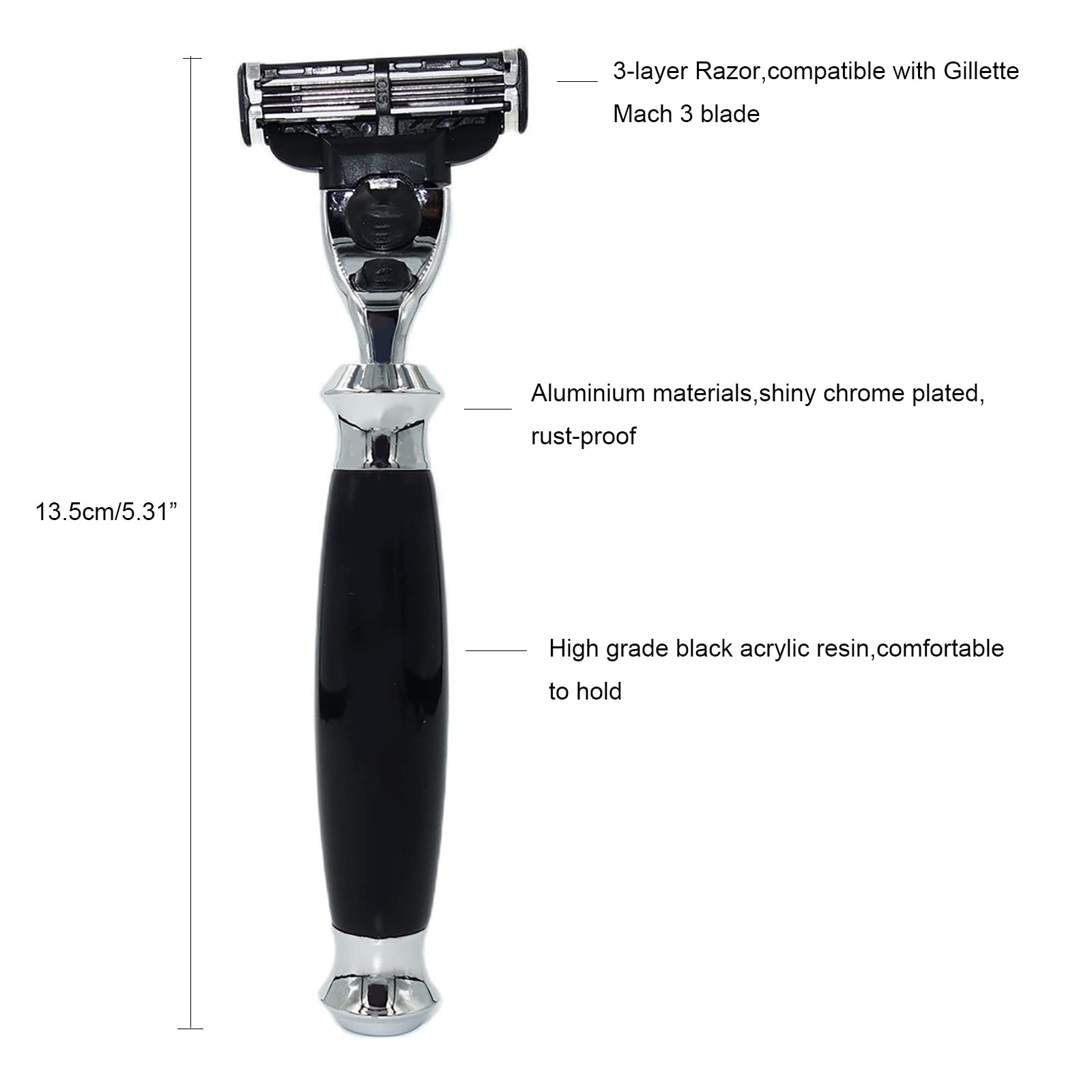 Magyfosia Shaving Kit for Men,Grooming Set with Wet Manual 3-Layer Triple Blade Cartridge Safety Razor,Badger Hair Brush,Heart Shape Stand Holder and Shaving Soap Bowl,Birthday Christmas Gift Set