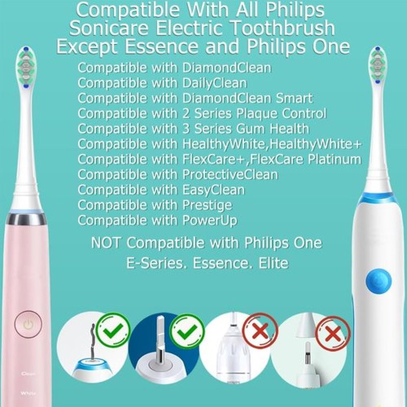 Philips Sonicare Replacement Brush Heads - Compatible with 4100, 5100, 6100, 9900 | 16 Pack (8 White + 8 Black)