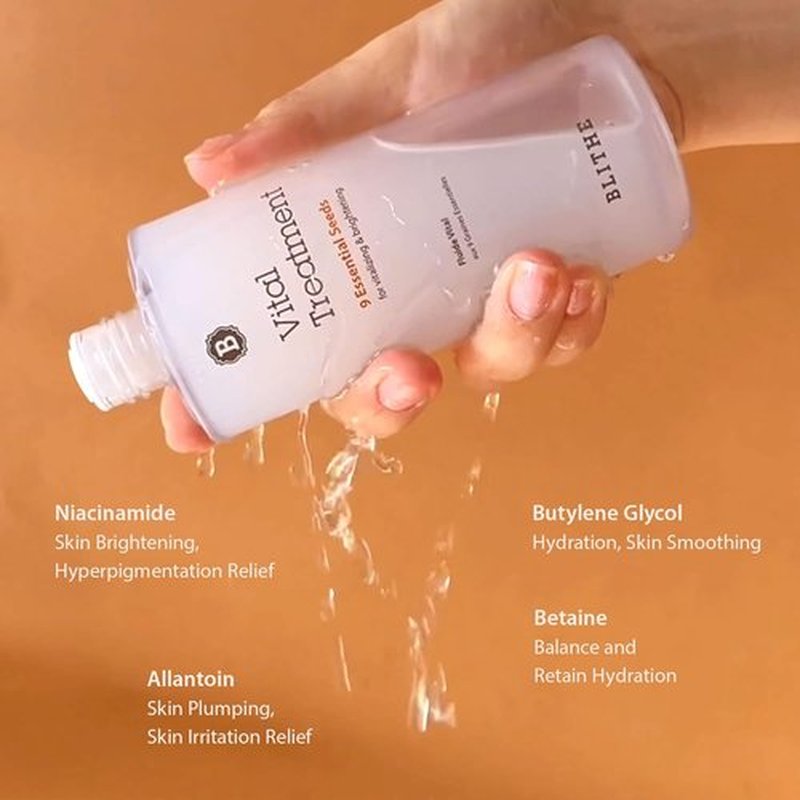 Blithe Vital Treatment Niacinamide Toner - 9 Essential Seeds for Oily Skin & Dark Spots | 5 Fl Oz