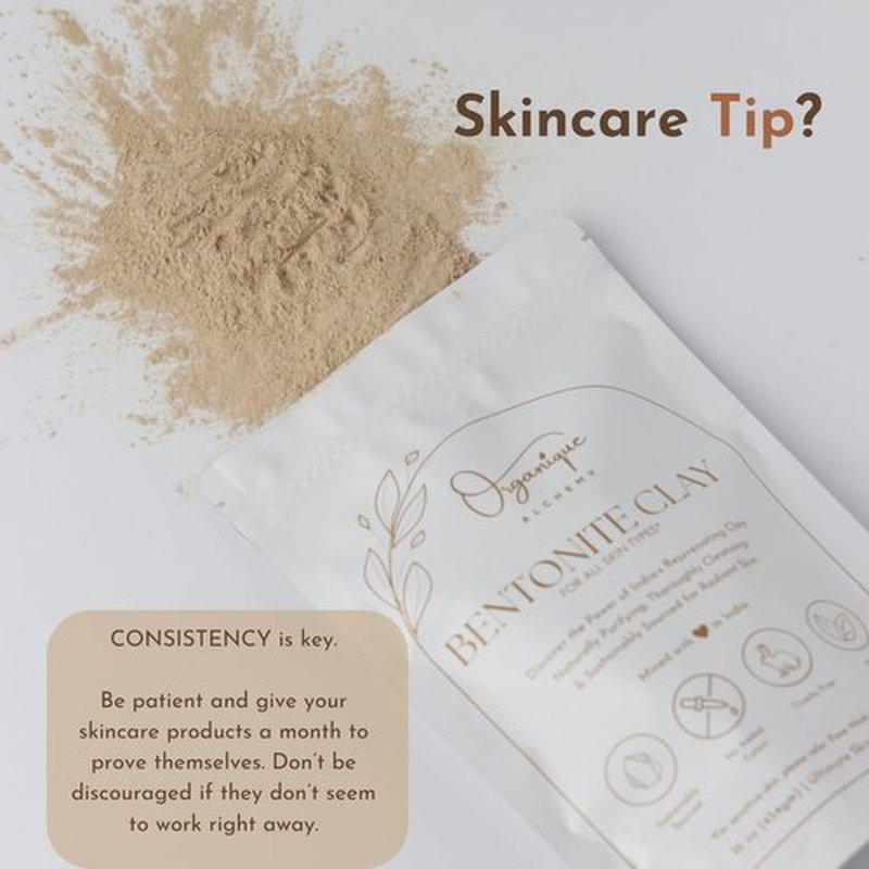 Organique Alchemy - Bentonite Clay Powder For Face, Body & Hair, Deep Pore Cleansing & Detox, Indian Healing Calcium & Sodium Clay, For Masks & Bath 32 oz (920g)