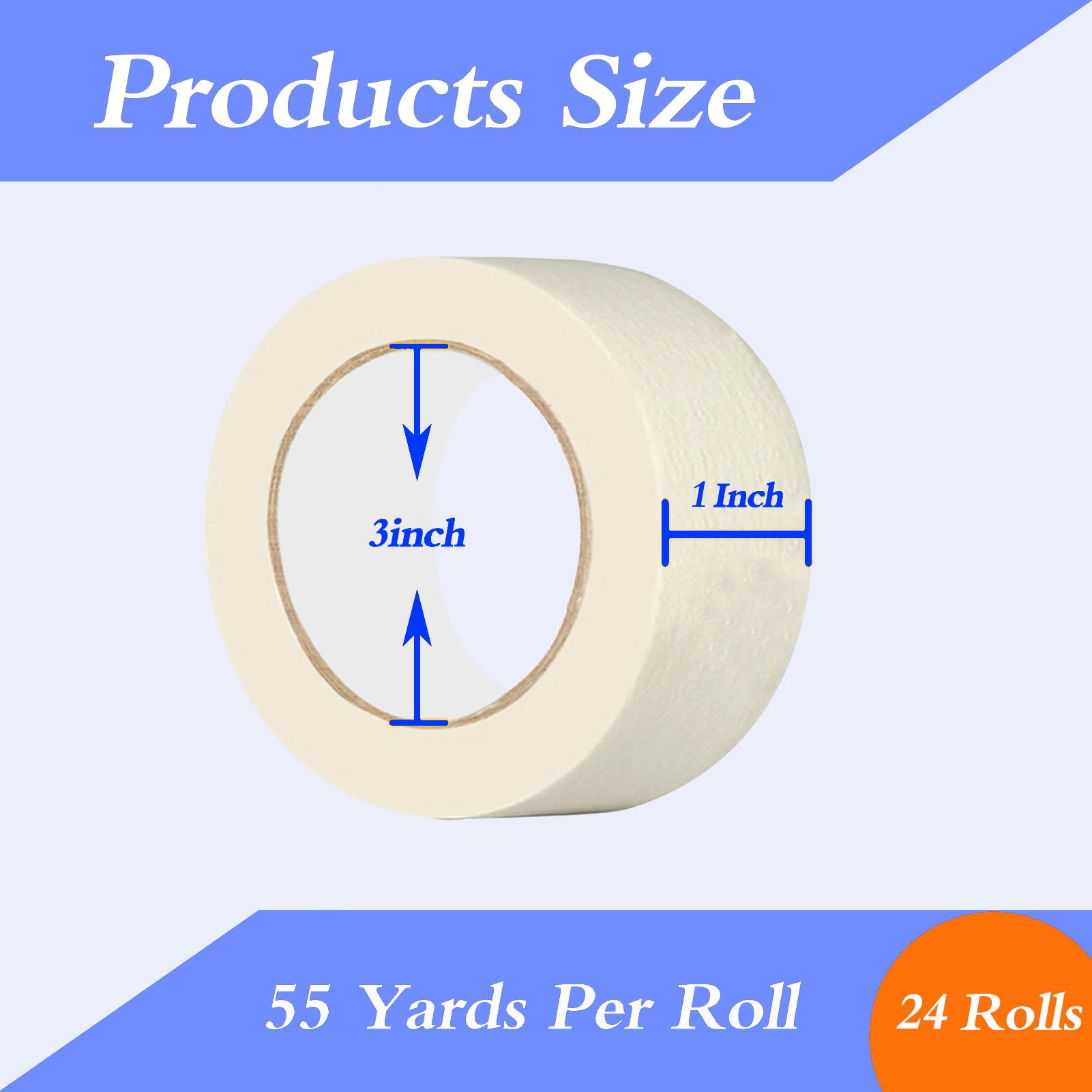 Lazybug studio Masking Tape 1 inch Wide, 24 Pack White Masking Tape, 1 inch x 55 Yards x 24 Rolls, 1320 Yards in Total
