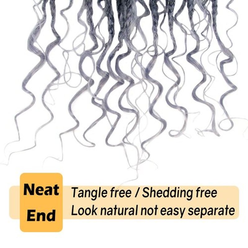 Niseyo Goddess Box Braids Crochet Hair 10 Inch 8 Packs Short Boho Style Crochet Box Braids Grey Pre Looped Curly Ends Synthetic Hair (Tgrey/Ombre Gray)