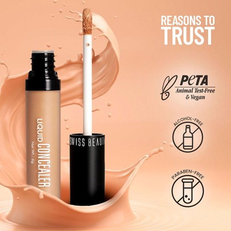 Swiss Beauty Liquid Light Weight Concealer With Full Coverage |Easily Blendable Concealer For Face Makeup With Matte Finish | Shade- Classic Nude, 6g