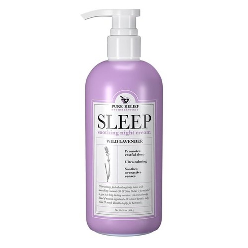 Pure Relief Lavender Sleep Body Lotion Shea Butter + Coconut Oil Body Cream Skin Care Moisturizer To Promote Better Rest W/Natural Soothing Herbal Extracts, Aromatherapy Night Cream, 16 Oz (2-Pack)