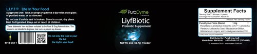 PuraDyme LiyfBiotic Probiotic Digestion and Dietary Supplement - 2 Ounce Powder. By Lou Corona