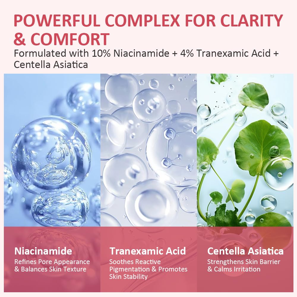 Niacinamide 10% + TXA 4% Dark Spot Corrector Serum, All-in-One Face Serum with Hyaluronic Acid, Hydrating & Soothing, Helps Improve Skin Texture & Tone, For Sensitive Skin 1 Fl Oz