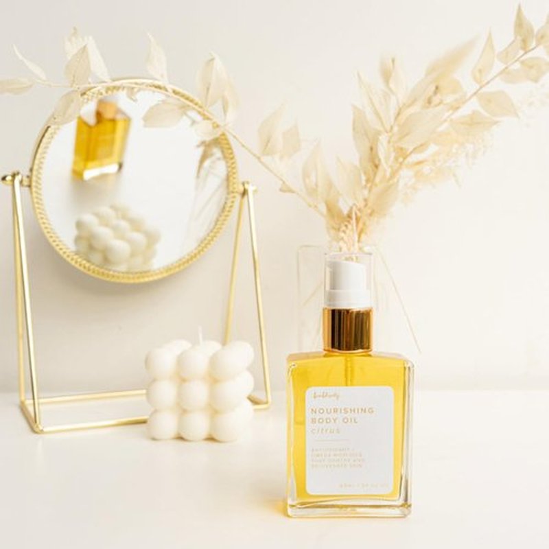 Bonblissity Nourishing Body Oil - Citrus Scented Hydrating Moisturizer | 2oz Travel Size for Dry Skin