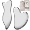 Rena Chris Stainless Steel Gua Sha Set, Guasha Tool for Face and Body Massage, Gua Sha and Acupuncture Massage Tools for Jawline Sculpting, Eye Puffiness & Muscle Relief (2 Pack)