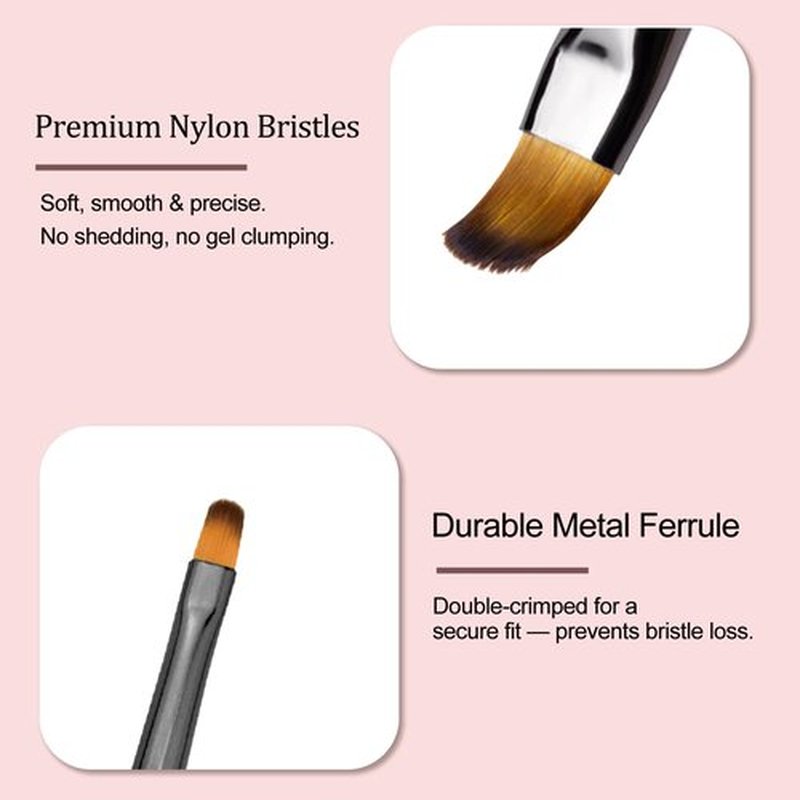 French Brush for Nails Oblique Head French Tip Nail Art Design Pen & Manicure Clean-Up Brushes UV Gel Acrylic Painting Drawing Pen Set,Black Handle & Fine Hair, NB113