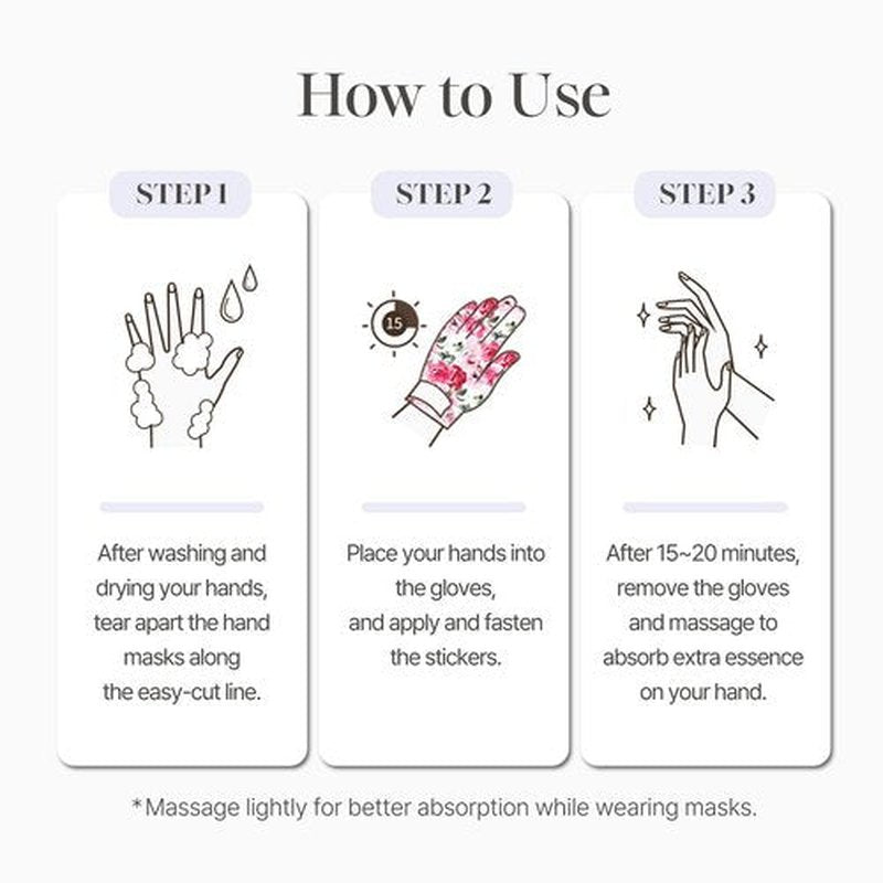 Koelf Rose Petal Satin Hand Mask (10pairs) - Intensive Nourishing, Moisturizing Gloves, Rose Scented Hand Repair Masks with Peptide, Collagen, Shea Butter for Silky Smooth Skin, Hand Treatment