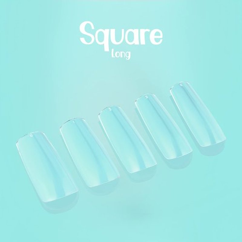 NABulous Nails Square Long Gel Tips | Full Cover Pre-Shaped Press-On Extensions | Soft Gel Artificial Nails for Salons & DIY (Square Long)