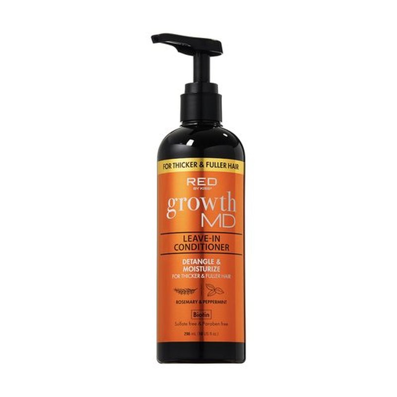 Red by Kiss Growth MD Leave-In Conditioner, Detangle Moisturize & Strengthen, 5X Menthol Biotin, Panthenol & Niacinamide for Thicker, Fuller Hair, Vegan Formula & Cruelty Free, 10 Oz