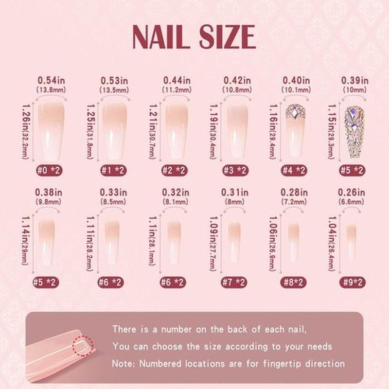 Gufonkod Pink Press on Long Coffin Bling Ballerina Acrylic Nails - 24PCS with Glue, Rhinestones, Gem Artificial Stick on Nails