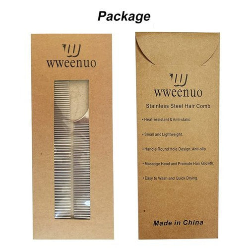 2 pcs Stainless Steel Hair Combs Anti Static Styling Comb Hairdressing Barbers Combs (Silver)