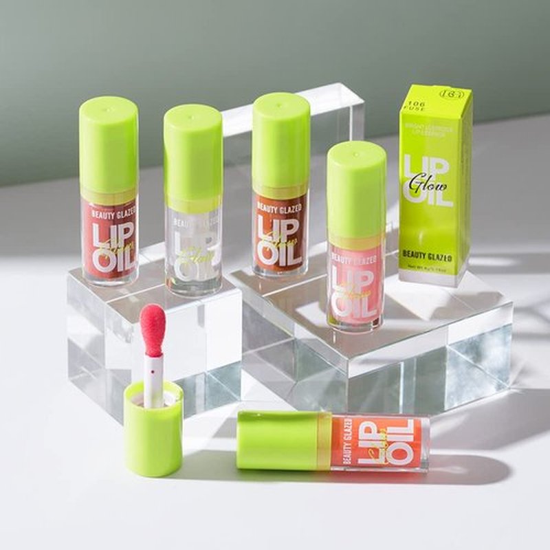 Beauty Glazed Big Brush Head Lip Oil, Ultra-Hydrating & Nourishing, Smooth Glossy Finish Lip Glow Oil, Shiny and Vegan Tinted Lip Gloss, Non-Sticky (4, 101# 102# 105# 107#)
