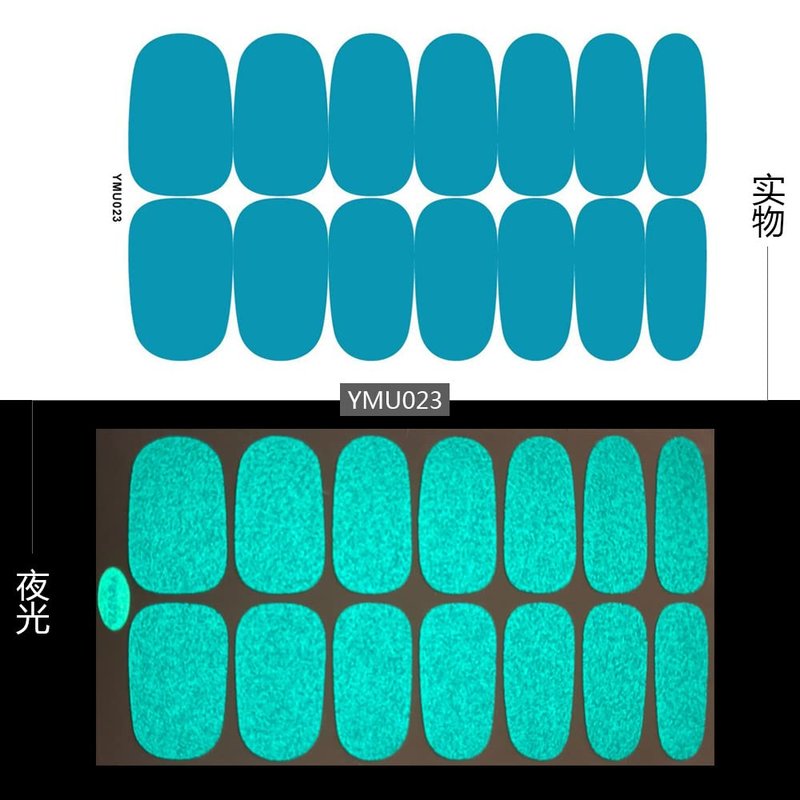 XEAOHESY 12 Sheets Luminous Solid Color Nail Polish Strips Self-Adhesive Glow in Dark Gel Nail Strips Fluorescent Bright Color Nail Stickers Full Wraps for Women